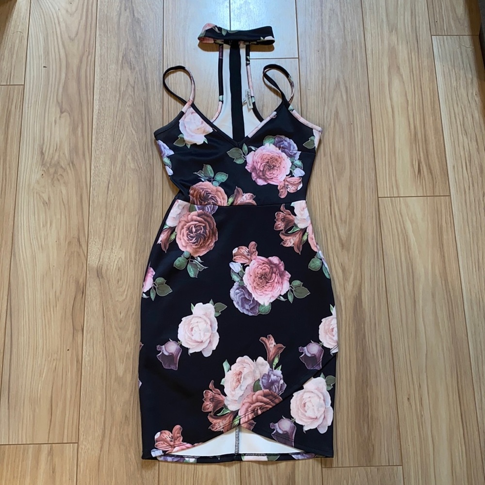 Floral dress with halter piece